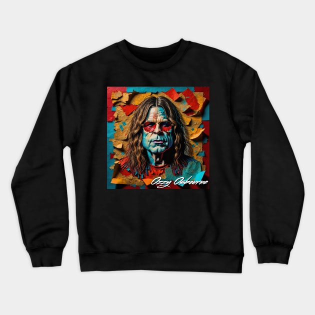 Ozzy Osborne // Paper Art Crewneck Sweatshirt by Otmr Draws